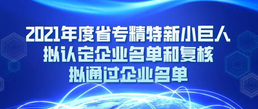 公示 | 2021年度省專精特新小巨人擬認(rèn)定企業(yè)名單和復(fù)核擬通過企業(yè)名單