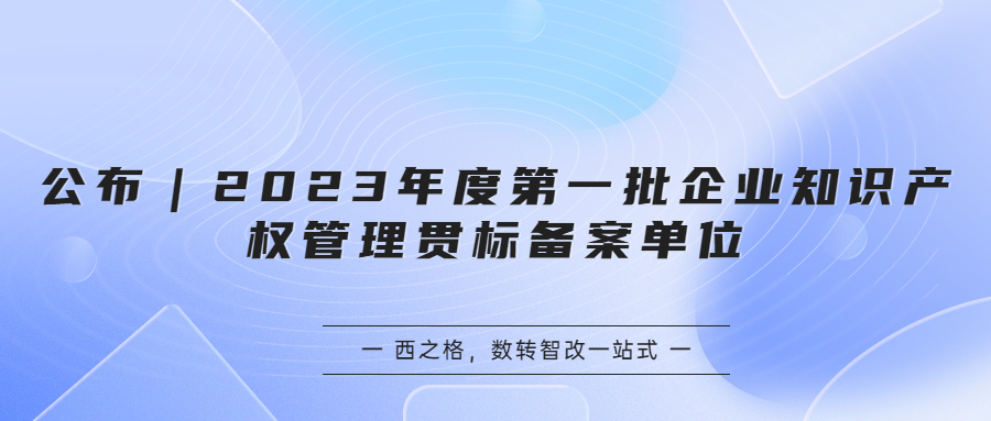 公布｜2023年度第一批企業(yè)知識產(chǎn)權(quán)管理貫標(biāo)備案單位