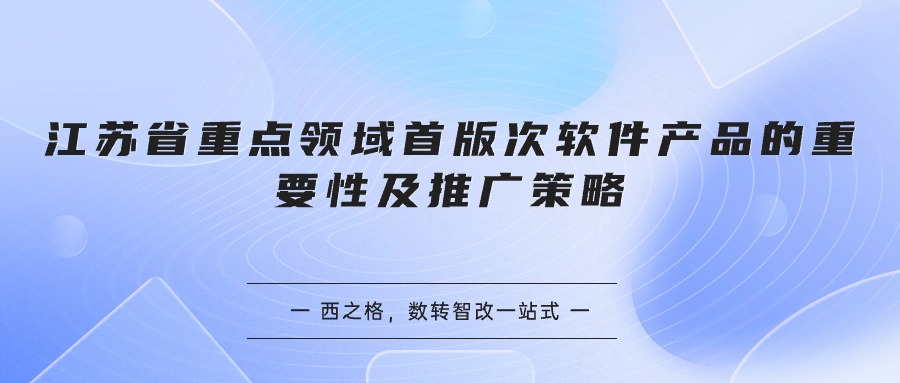 江蘇省重點領(lǐng)域首版次軟件產(chǎn)品的重要性及推廣策略